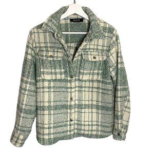 Blue B Collections Brushed Plaid Shacket in Frasier Fir Green Sz S Cozy Outdoor‎